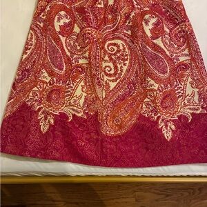 Ann Taylor Red and Orange Paisley A-Line Skirt